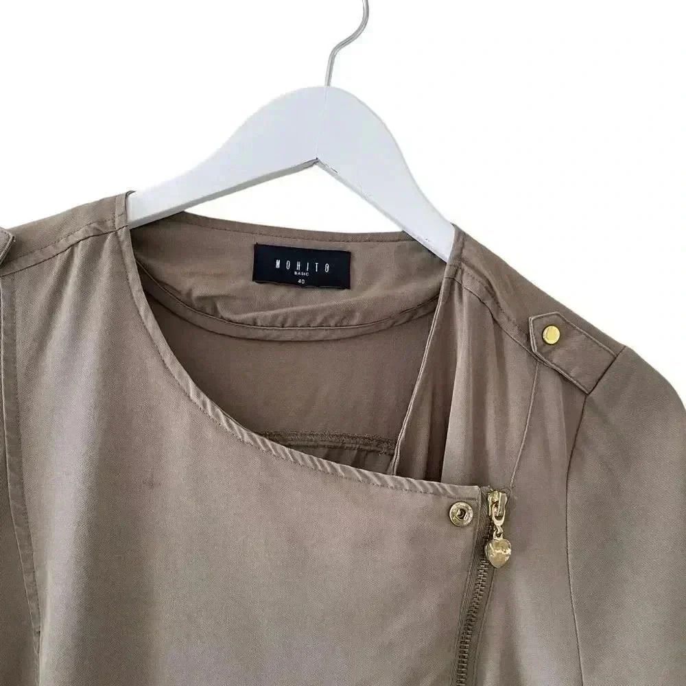 Mohito Basic Olive Army Green Front Zipper Chic M… - image 2